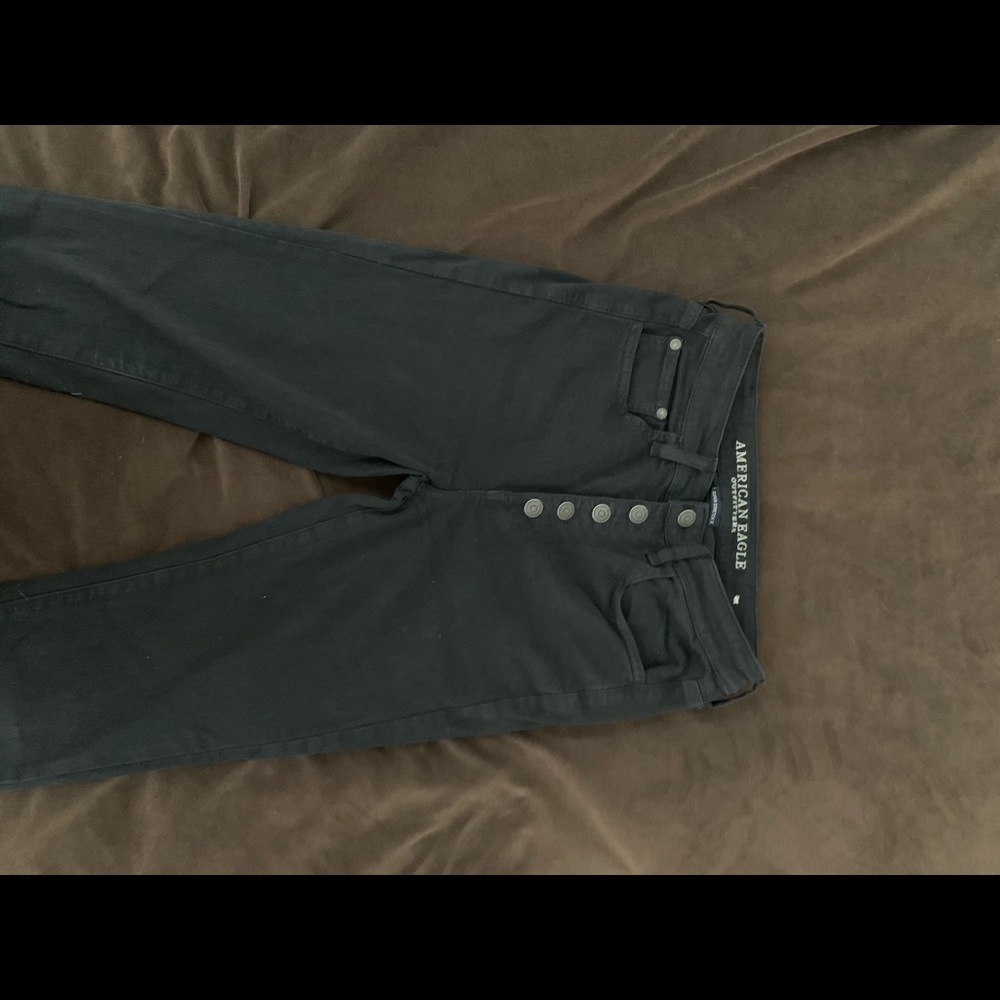 Black Button Fly High Rise Jegging